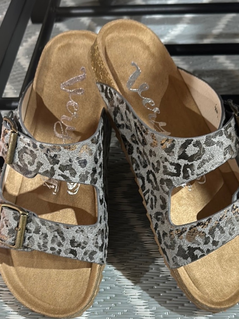 Very G Leopard Grey Sandal-Size 7